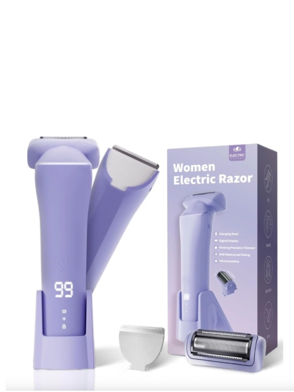 Purple Rechargeable Wet & Dry Shaver 2-in-1 Electric Bikini Trimmer